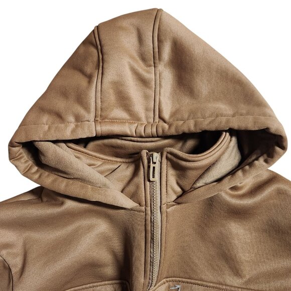 Men's Tuaova Hoodie Brown Quarter Zip Fleece Lined Size M No Hood Drawstring - Picture 4 of 9